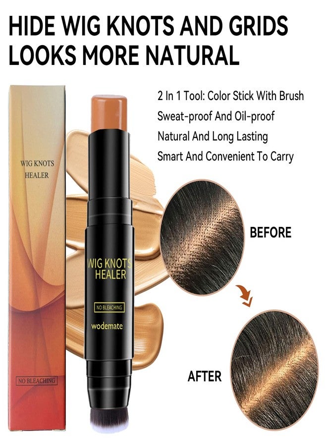 WodeMate Lace Wig Knot Concealer Stick - Tint Dyeing for Frontal Part and Hairline, Medium Brown-03, with Brush - Image 2
